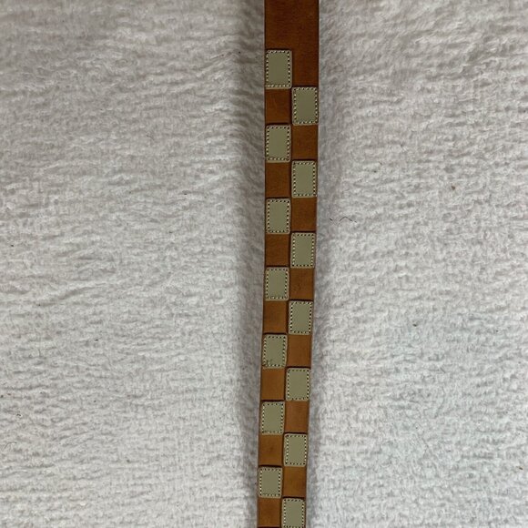 Linea Pelle Waist‎ Belt Women's Medium Brown Check Leather Adjustable 9605 - Picture 3 of 11